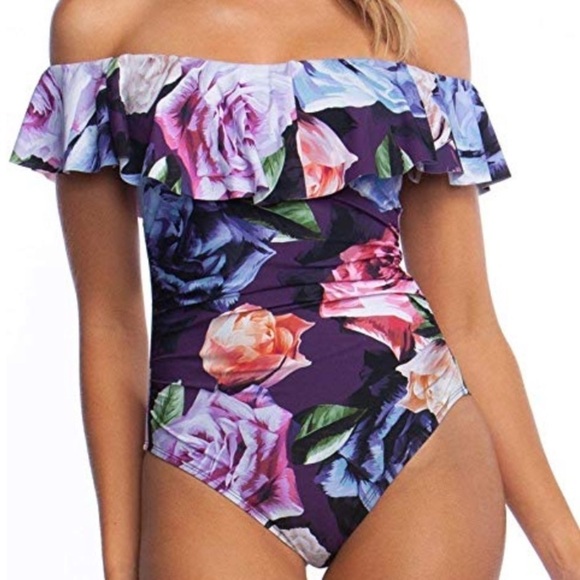 LA Blanca Ruffle Bloom Plus Size One Piece - Picture 1 of 4